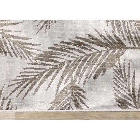 Taupe And Cream Botanical Leaves Area Rug Photo 9