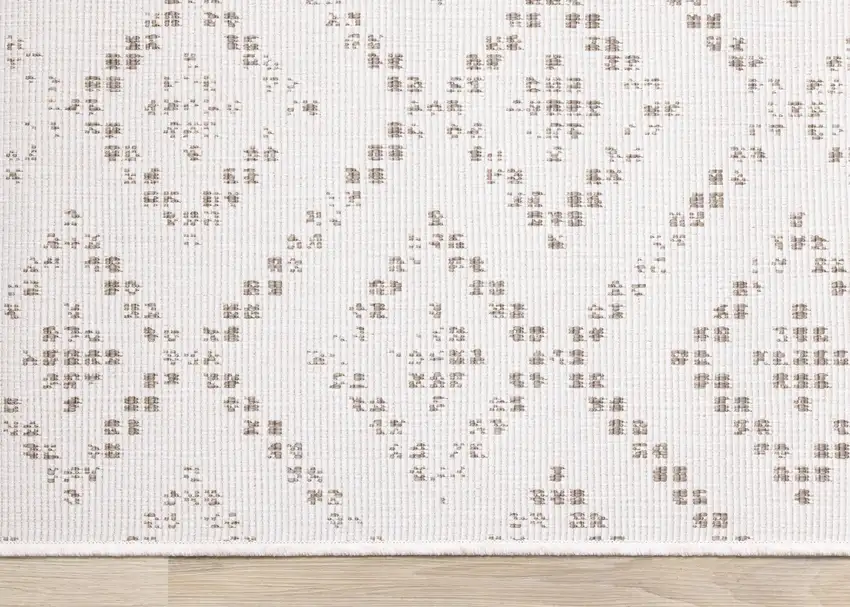 Taupe And Cream Geometric Area Rug Photo 8
