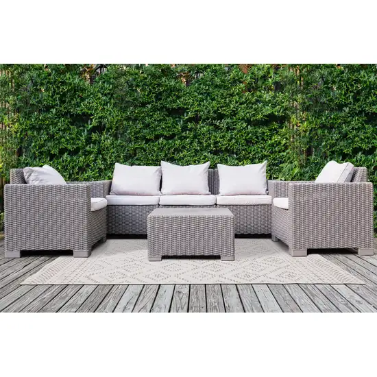 Taupe And Cream Geometric Area Rug Photo 6