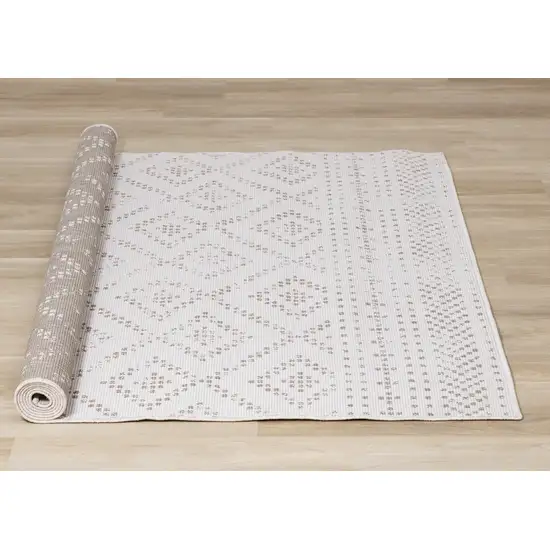 Taupe And Cream Geometric Area Rug Photo 9
