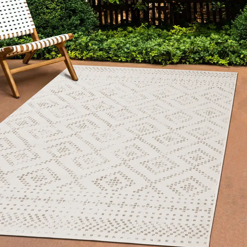 Taupe And Cream Geometric Area Rug Photo 5