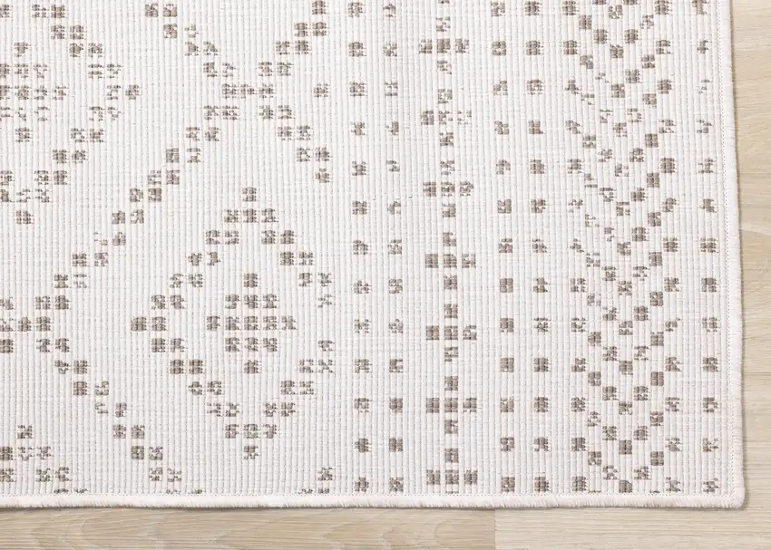 Taupe And Cream Geometric Area Rug Photo 8