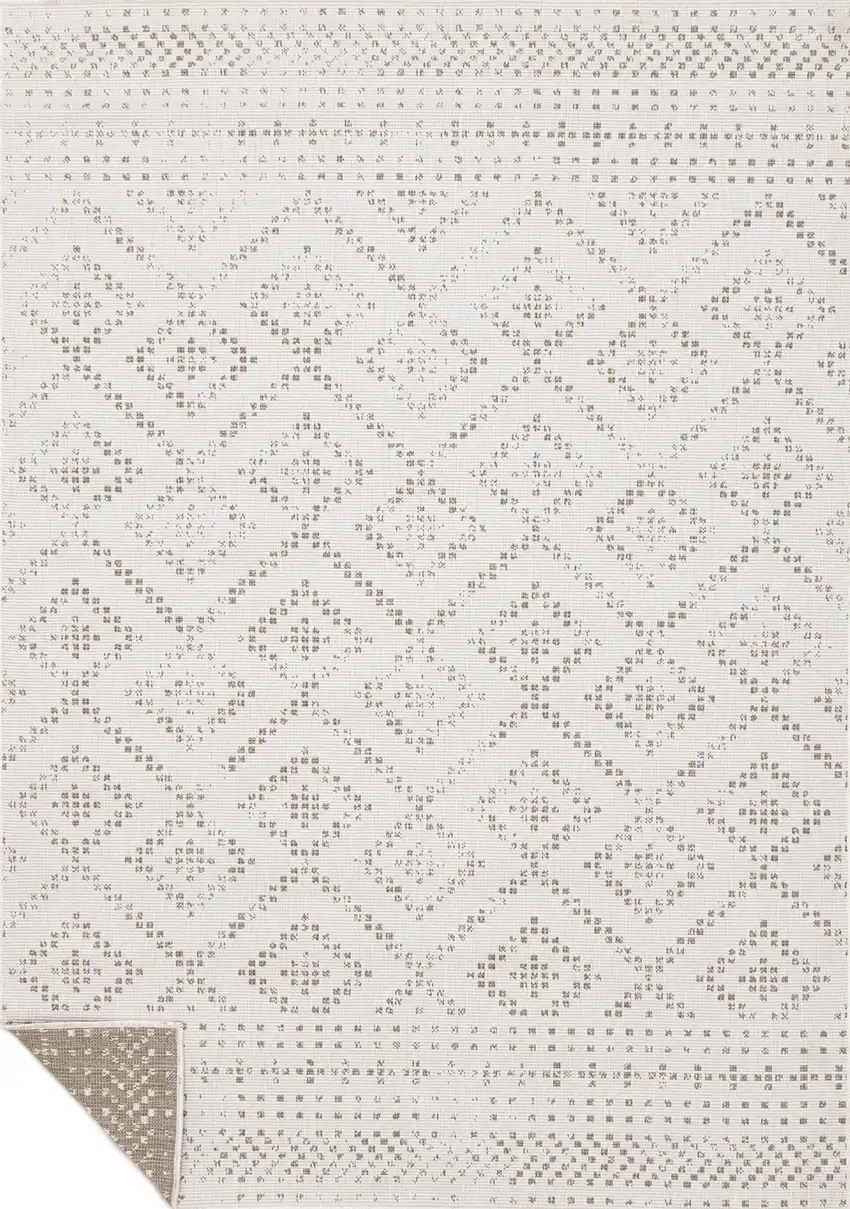 Taupe And Cream Geometric Area Rug Photo 4
