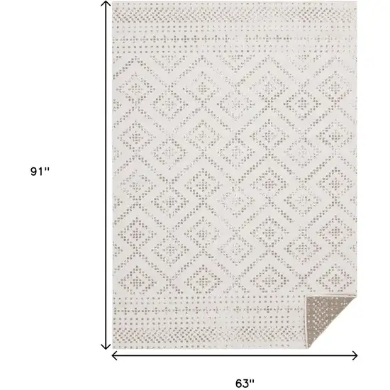 Taupe And Cream Geometric Area Rug Photo 3