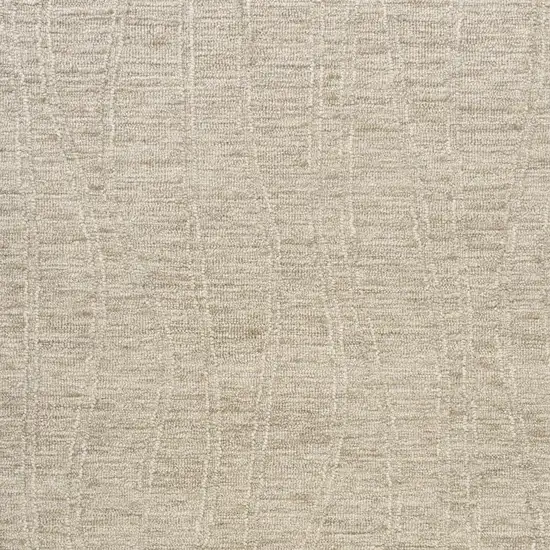 Taupe And Cream Wool Abstract Hand Tufted Square Rug Photo 4