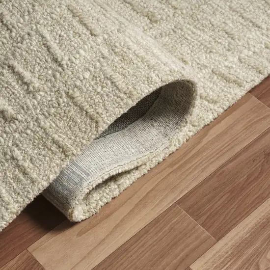 Taupe And Cream Wool Abstract Hand Tufted Square Rug Photo 8