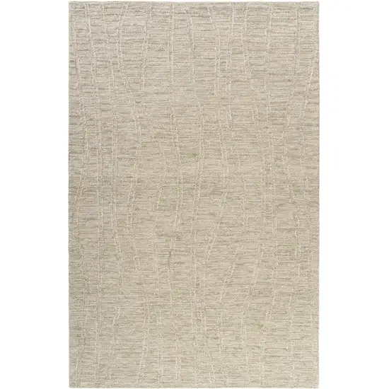 Taupe And Cream Wool Abstract Hand Tufted Square Rug Photo 2