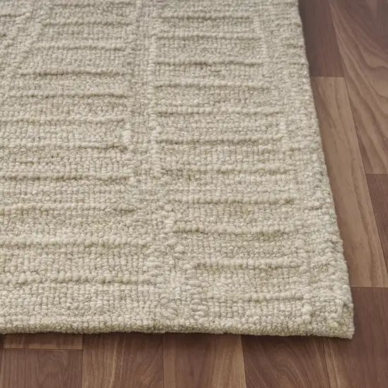 Taupe And Cream Wool Abstract Hand Tufted Square Rug Photo 9