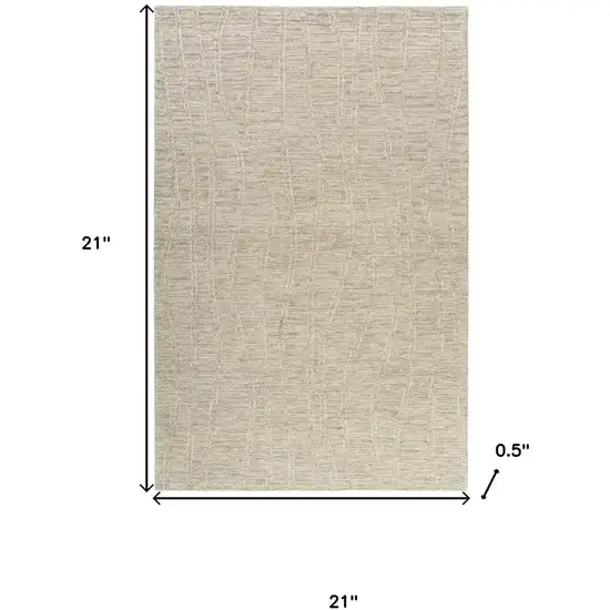 Taupe And Cream Wool Abstract Hand Tufted Square Rug Photo 3