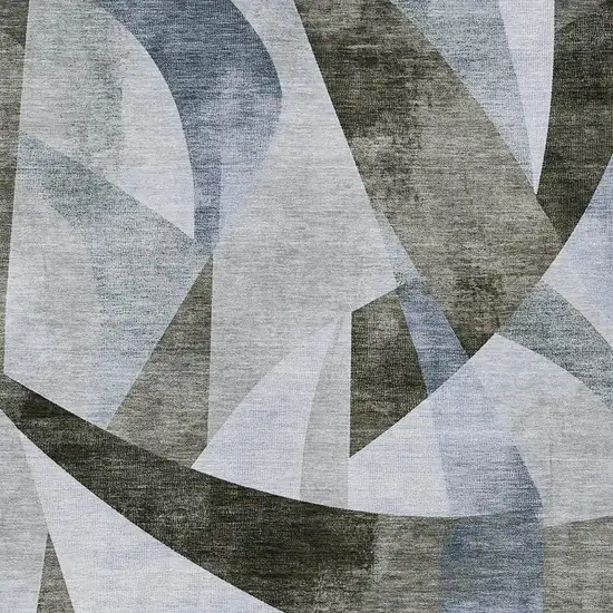 Taupe And Denim Blue Abstract Washable Indoor Outdoor Area Rug Photo 3