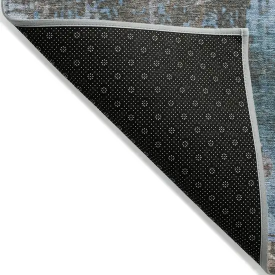 Taupe And Denim Blue Abstract Washable Indoor Outdoor Area Rug Photo 9