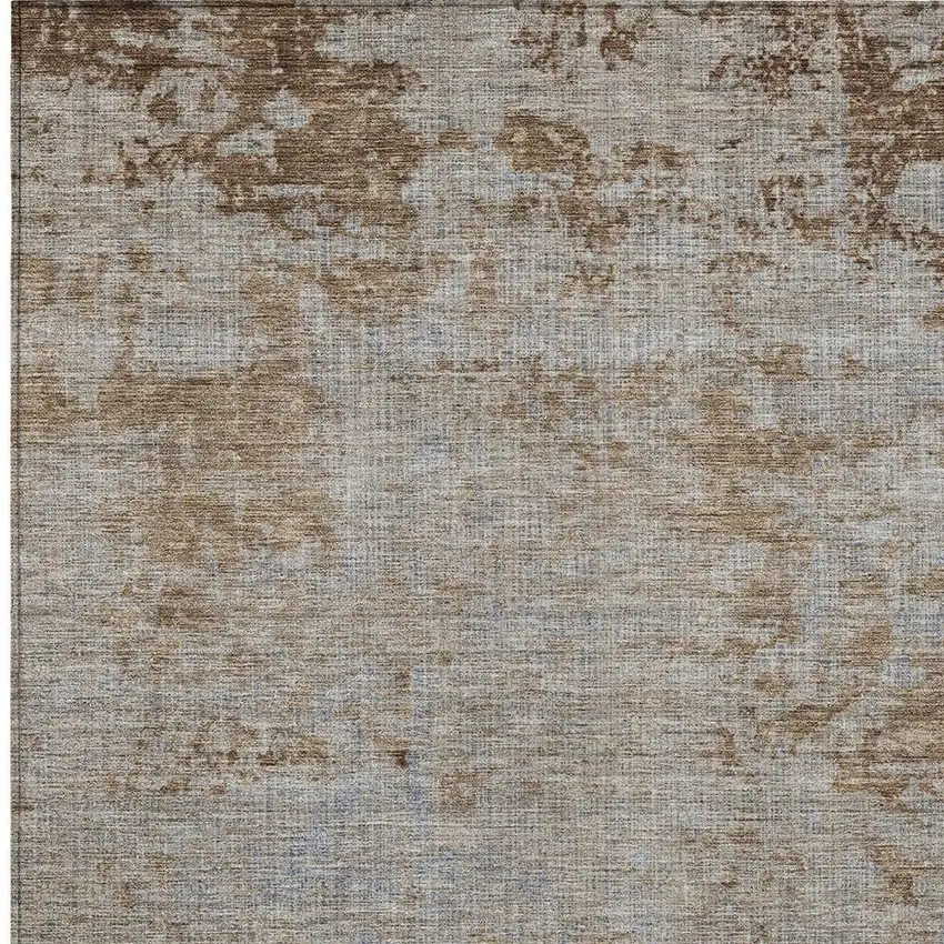 Taupe And Denim Blue Abstract Washable Indoor Outdoor Area Rug Photo 4