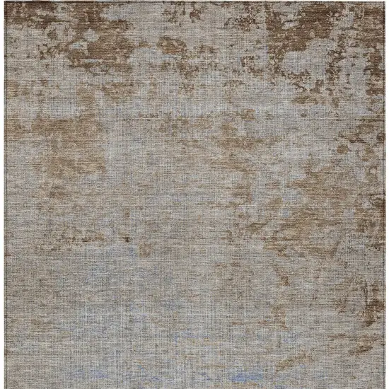 Taupe And Denim Blue Abstract Washable Indoor Outdoor Area Rug Photo 9