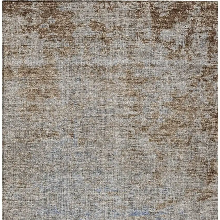 Taupe And Denim Blue Abstract Washable Indoor Outdoor Area Rug Photo 4