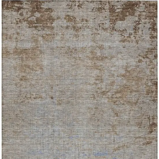 Taupe And Denim Blue Abstract Washable Indoor Outdoor Area Rug Photo 4