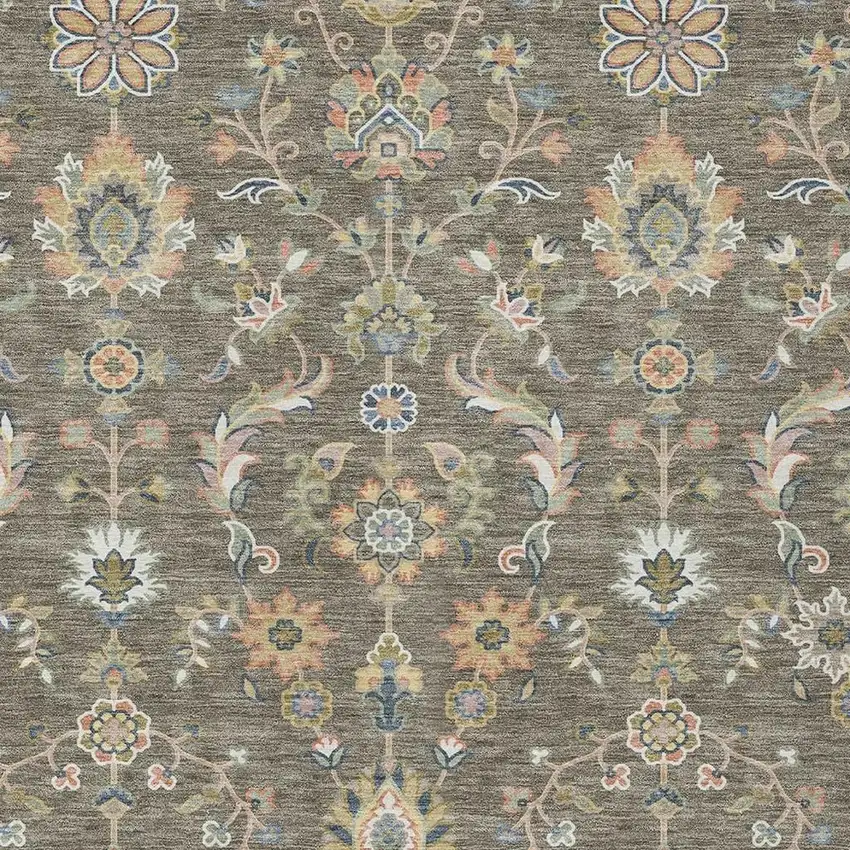 Taupe And Denim Blue Abstract Washable Indoor Outdoor Area Rug Photo 2