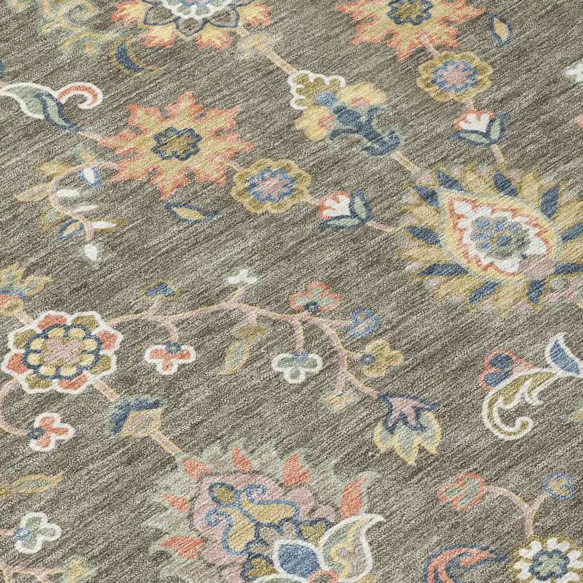 Taupe And Denim Blue Abstract Washable Indoor Outdoor Area Rug Photo 5