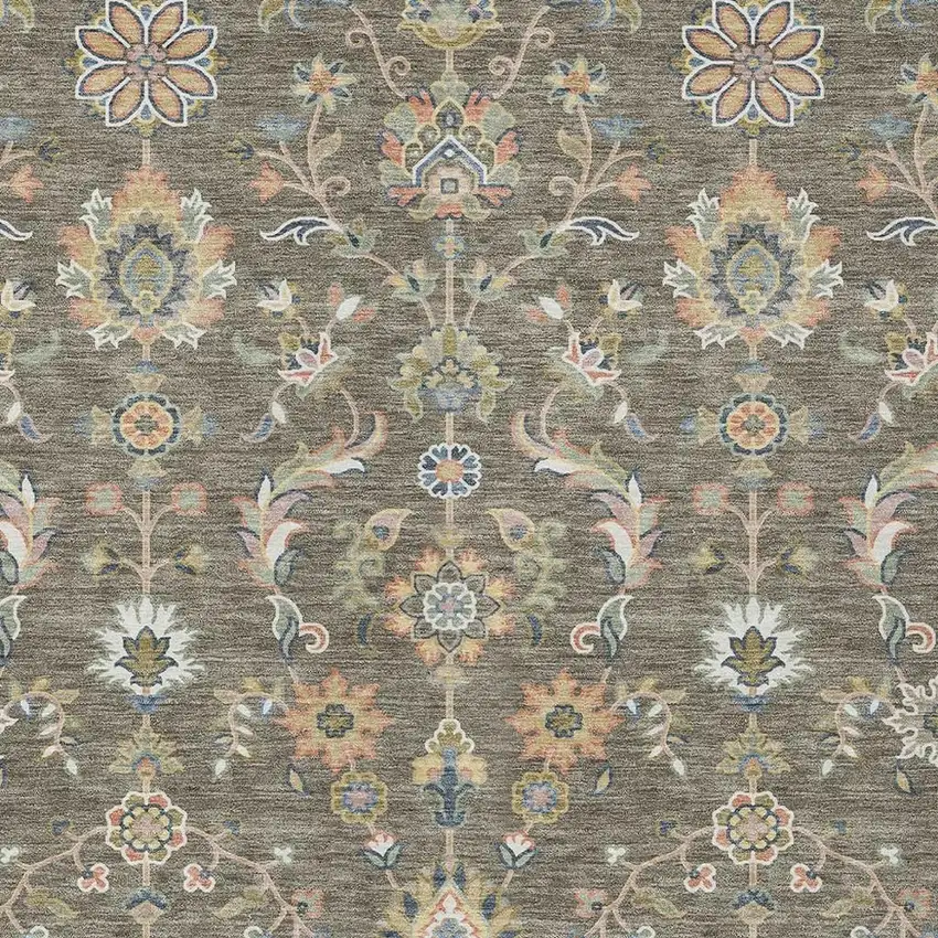 Taupe And Denim Blue Abstract Washable Indoor Outdoor Area Rug Photo 2