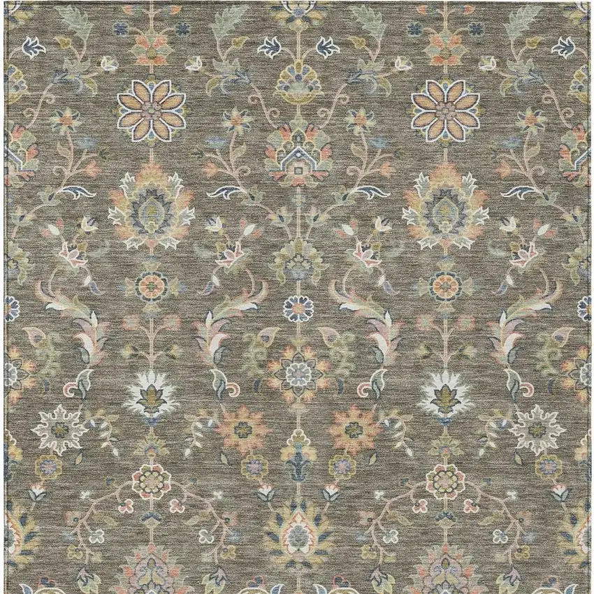Taupe And Denim Blue Abstract Washable Indoor Outdoor Area Rug Photo 2