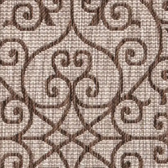 Taupe And Espresso Geometric Indoor Outdoor Area Rug Photo 2