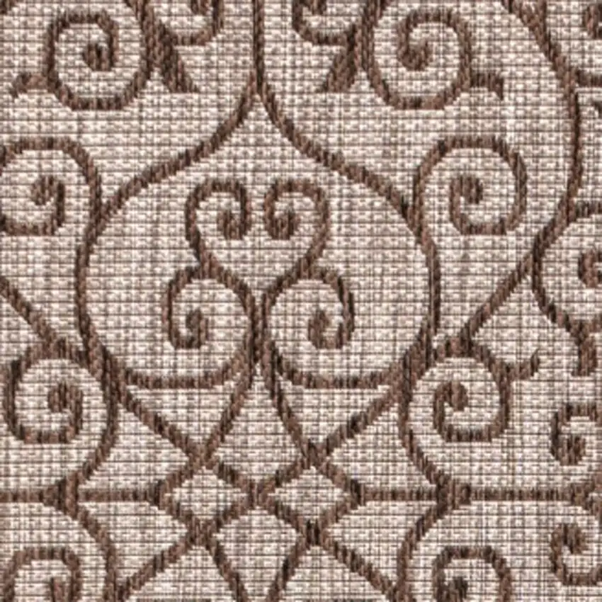 Taupe And Espresso Geometric Indoor Outdoor Area Rug Photo 2