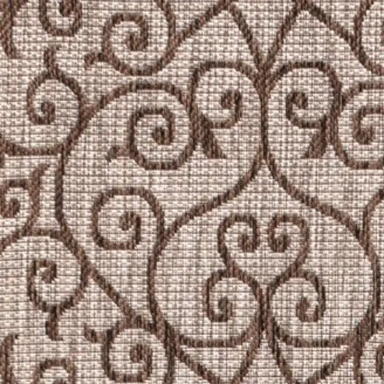 Taupe And Espresso Geometric Indoor Outdoor Area Rug Photo 2