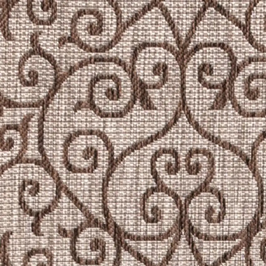 Taupe And Espresso Geometric Indoor Outdoor Area Rug Photo 2