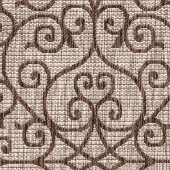 Taupe And Espresso Geometric Indoor Outdoor Area Rug Photo 2