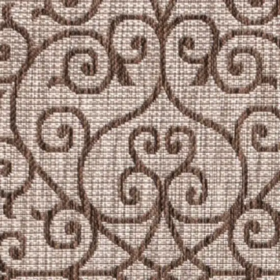 Taupe And Espresso Geometric Indoor Outdoor Area Rug Photo 2