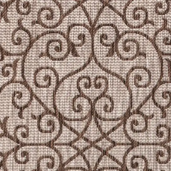 Taupe And Espresso Geometric Indoor Outdoor Area Rug Photo 3