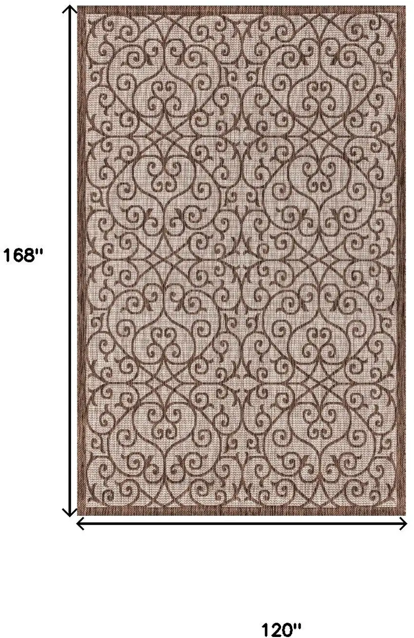 Taupe And Espresso Geometric Indoor Outdoor Area Rug Photo 3