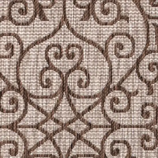 Taupe And Espresso Geometric Indoor Outdoor Area Rug Photo 2
