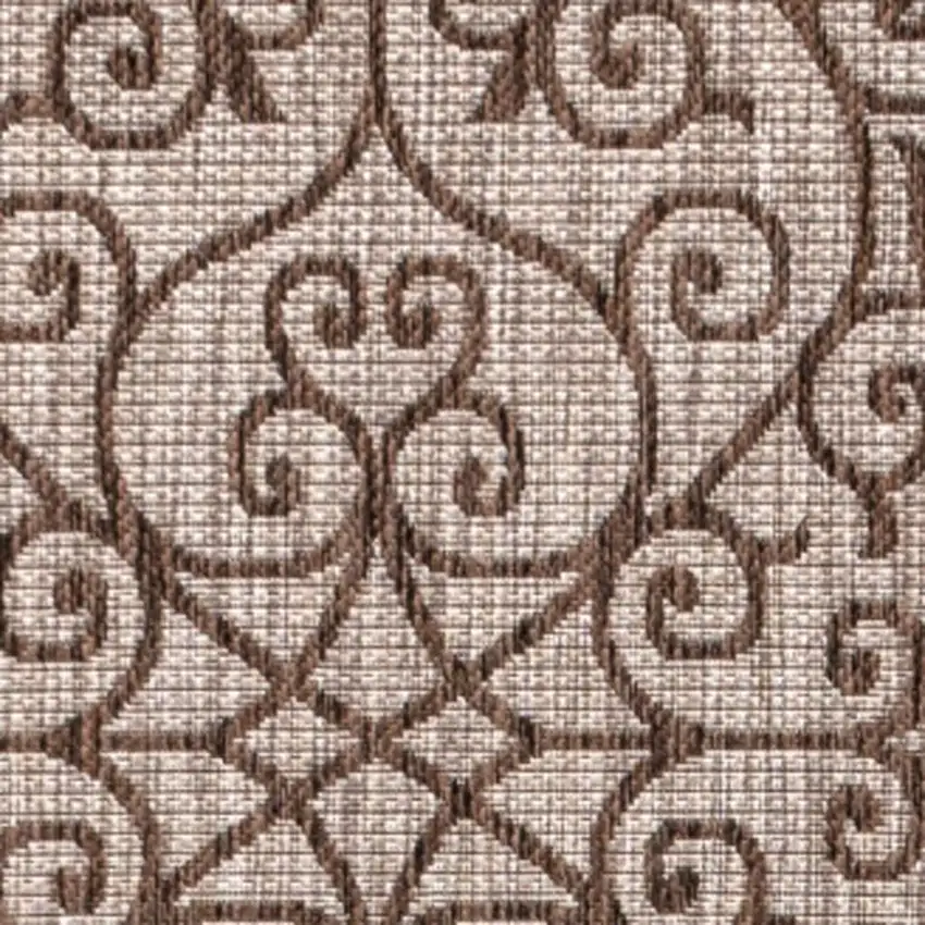 Taupe And Espresso Geometric Indoor Outdoor Area Rug Photo 2
