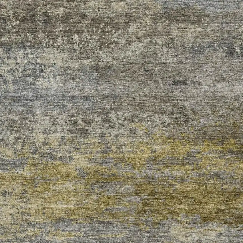 Taupe And Gold Abstract Washable Area Rug With UV Protection Photo 3