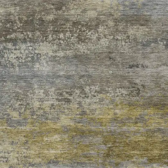 Taupe And Gold Abstract Washable Area Rug With UV Protection Photo 3