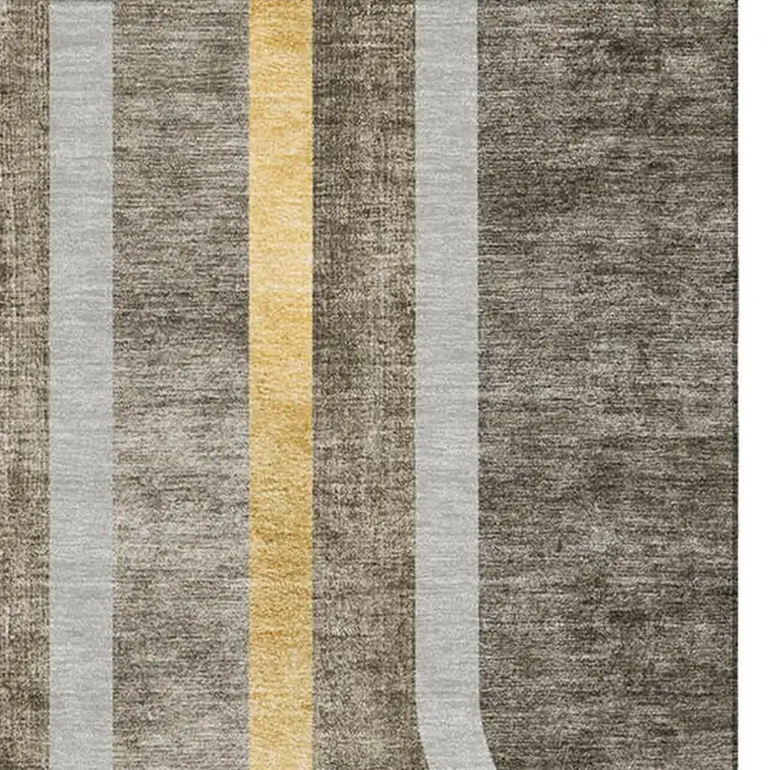 Taupe And Gold Geometric Washable Area Rug With UV Protection Photo 4