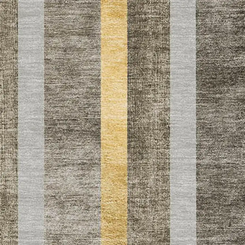 Taupe And Gold Geometric Washable Area Rug With UV Protection Photo 3