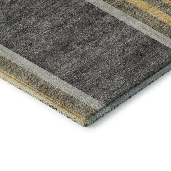 Taupe And Gold Geometric Washable Area Rug With UV Protection Photo 8