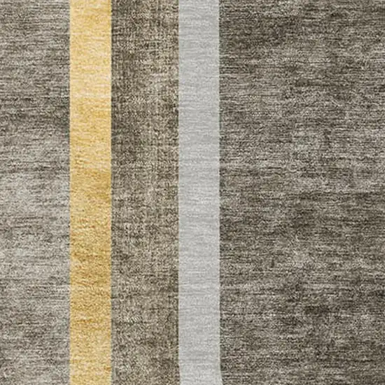 Taupe And Gold Geometric Washable Area Rug With UV Protection Photo 3