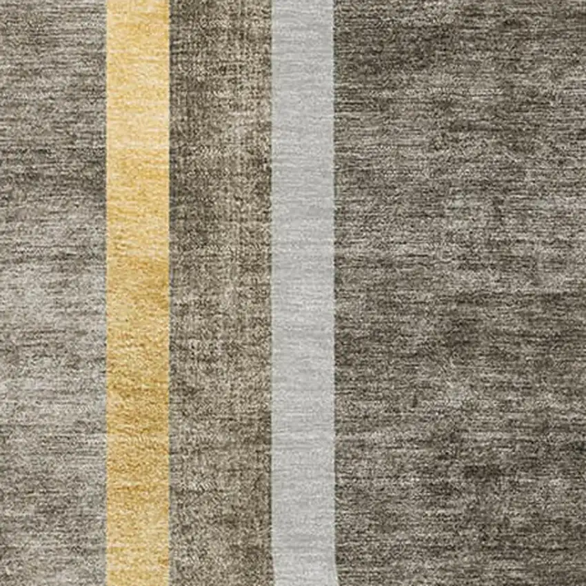 Taupe And Gold Geometric Washable Area Rug With UV Protection Photo 3