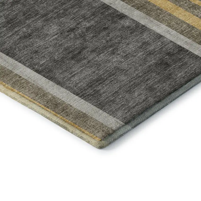 Taupe And Gold Geometric Washable Area Rug With UV Protection Photo 8