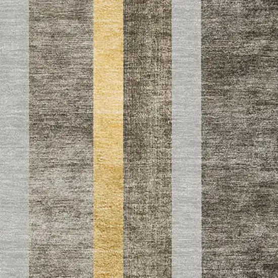 Taupe And Gold Geometric Washable Area Rug With UV Protection Photo 3