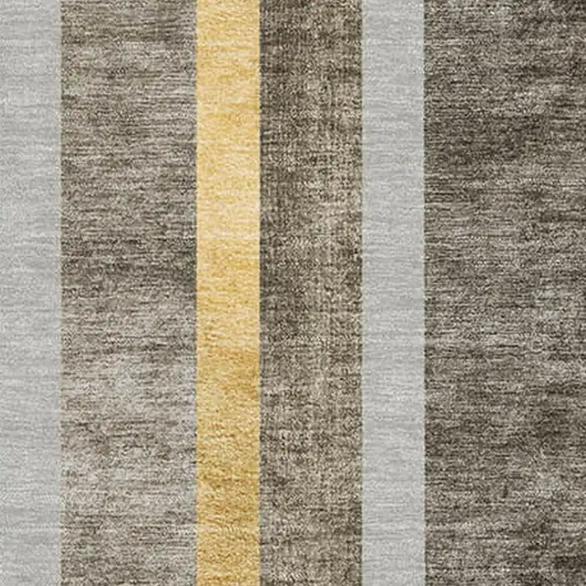 Taupe And Gold Geometric Washable Area Rug With UV Protection Photo 3