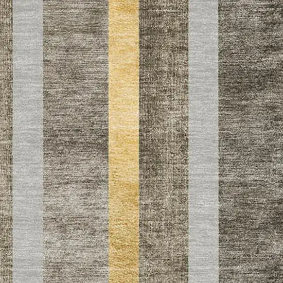 Taupe And Gold Geometric Washable Area Rug With UV Protection Photo 3