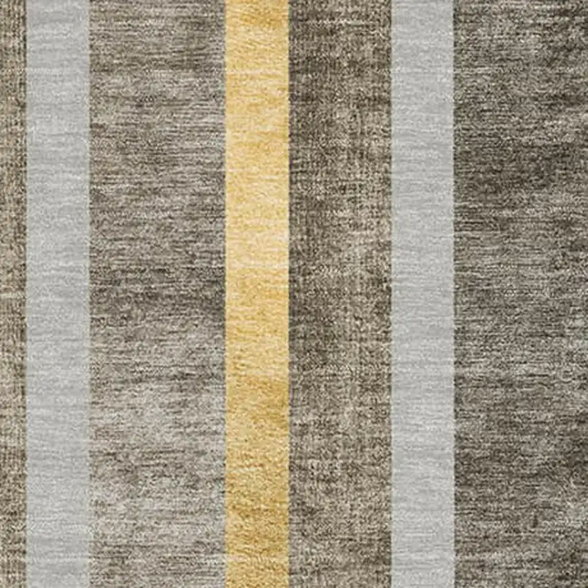 Taupe And Gold Geometric Washable Area Rug With UV Protection Photo 3