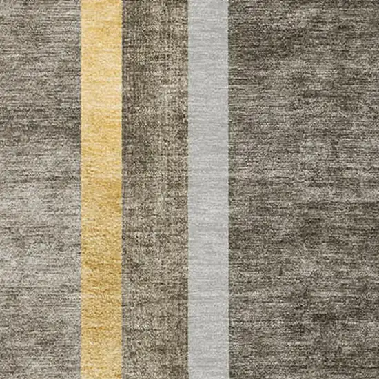 Taupe And Gold Geometric Washable Area Rug With UV Protection Photo 3