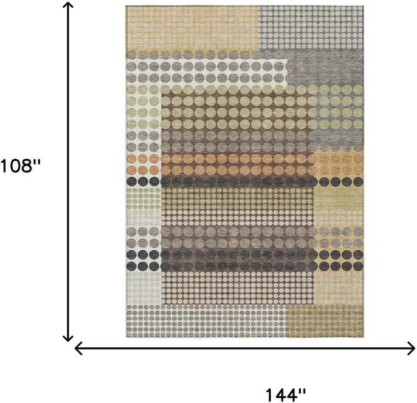 Taupe And Gold Geometric Washable Indoor Outdoor Area Rug Photo 8