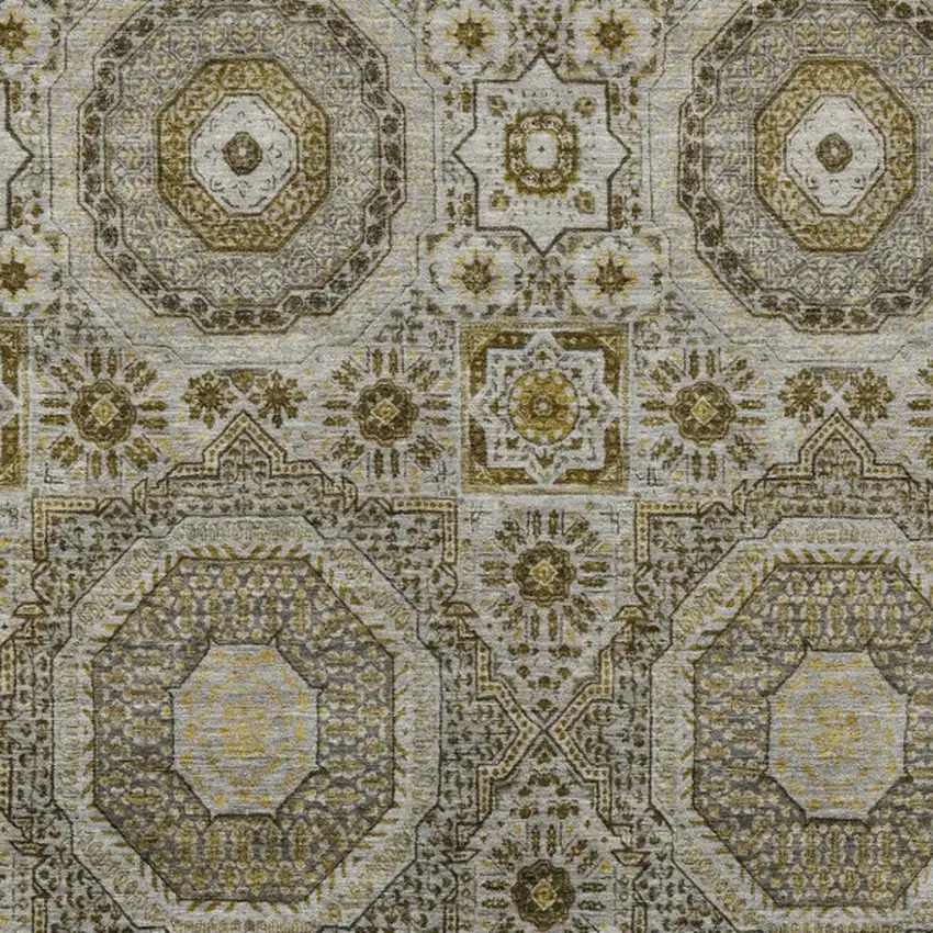 Taupe And Gold Medallion Washable Indoor Outdoor Area Rug Photo 4