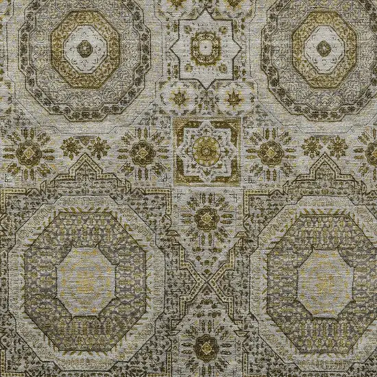 Taupe And Gold Medallion Washable Indoor Outdoor Area Rug Photo 4