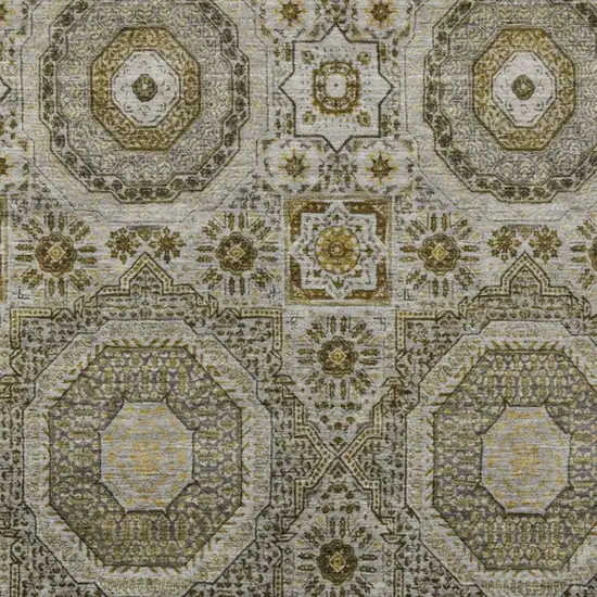 Taupe And Gold Medallion Washable Indoor Outdoor Area Rug Photo 3